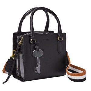 Fossil Black Crossbody Bag with Striped Strap